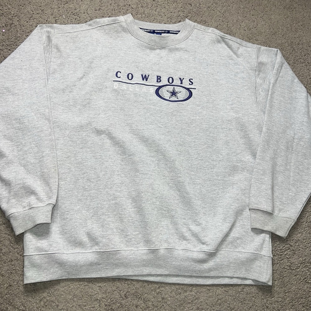 Vintage Dallas Cowboys Crewneck Sweater 90s Y2K Lee Sport Size XXL Gray Wow 2xl